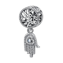 Load image into Gallery viewer, Hamsa Hand with Tree of Life Silver Pendant - Pendant