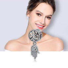 Load image into Gallery viewer, Hamsa Hand with Tree of Life Silver Pendant - Pendant