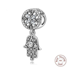 Load image into Gallery viewer, Hamsa Hand with White Stone Evil Eye Silver Pendant - Pendant