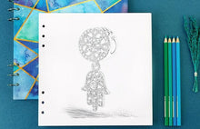 Load image into Gallery viewer, Hamsa Hand with White Stone Evil Eye Silver Pendant - Pendant