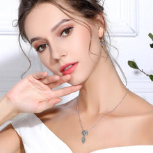 Load image into Gallery viewer, Hamsa Hand with White Stone Evil Eye Silver Pendant - Pendant