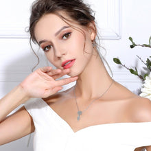 Load image into Gallery viewer, Hamsa Hand with White Stone Heart Silver Pendant - Pendant