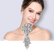 Load image into Gallery viewer, Hamsa Hand with White Stone Heart Silver Pendant - Pendant