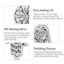 Load image into Gallery viewer, Hamsa Hand with White Stone Heart Silver Pendant - Pendant