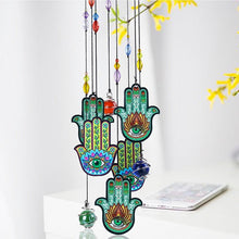 Load image into Gallery viewer, Hamsa Hands with Evil Eyes Wind Chimes - Wind Chime
