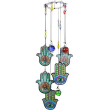Load image into Gallery viewer, Hamsa Hands with Evil Eyes Wind Chimes - Wind Chime