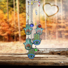 Load image into Gallery viewer, Hamsa Hands with Evil Eyes Wind Chimes - Wind Chime