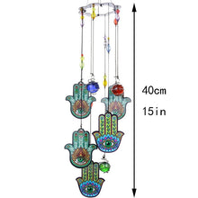 Load image into Gallery viewer, Hamsa Hands with Evil Eyes Wind Chimes - Wind Chime