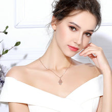 Load image into Gallery viewer, Hamsa Necklace with Evil Eye and Lotus Flower Inside - NecklaceRose Gold