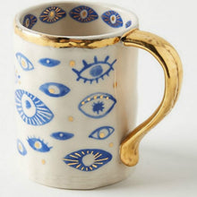 Load image into Gallery viewer, Hand Painted Evil Eye and Hamsa Hand Themed Ceramic Dinnerware Set - Dinnerware SetEvil Eye Mug2022