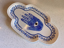 Load image into Gallery viewer, Hand Painted Evil Eye and Hamsa Hand Themed Ceramic Dinnerware Set - Dinnerware SetHamsa Hand Serving Tray2022