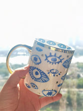 Load image into Gallery viewer, Hand Painted Evil Eye and Hamsa Hand Themed Ceramic Dinnerware Set - Dinnerware SetHamsa Hand Serving Tray2022