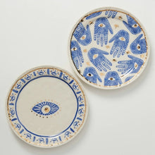 Load image into Gallery viewer, Hand Painted Evil Eye and Hamsa Hand Themed Ceramic Dinnerware Set - Dinnerware SetHamsa Hand Serving Tray2022