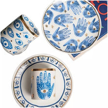 Load image into Gallery viewer, Hand Painted Evil Eye and Hamsa Hand Themed Ceramic Dinnerware Set - Dinnerware SetHamsa Hand Serving Tray2022