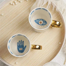 Load image into Gallery viewer, Hand Painted Evil Eye and Hamsa Hand Themed Ceramic Dinnerware Set - Dinnerware SetHamsa Hand Serving Tray2022