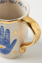 Load image into Gallery viewer, Hand Painted Evil Eye and Hamsa Hand Themed Ceramic Dinnerware Set - Dinnerware SetHamsa Hand Serving Tray2022