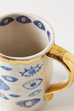 Load image into Gallery viewer, Hand Painted Evil Eye and Hamsa Hand Themed Ceramic Dinnerware Set - Dinnerware SetHamsa Hand Serving Tray2022