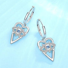Load image into Gallery viewer, Heart Shaped Evil Eye Silver Drop Earrings - Earrings