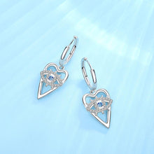 Load image into Gallery viewer, Heart Shaped Evil Eye Silver Drop Earrings - Earrings
