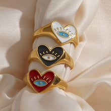 Load image into Gallery viewer, Heart Shaped Red Evil Eye Ring (Gold Plated) - RingRed6