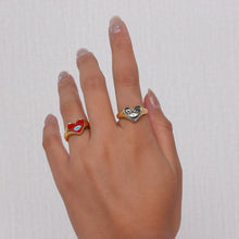 Load image into Gallery viewer, Heart Shaped Red Evil Eye Ring (Gold Plated) - RingBlack6