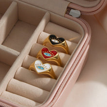 Load image into Gallery viewer, Heart Shaped White Evil Eye Ring (Gold Plated) - RingWhite6
