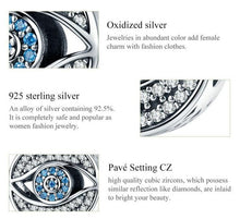 Load image into Gallery viewer, Light Blue and White Stone Evil Eye Silver Charm Bead - Charm Bead