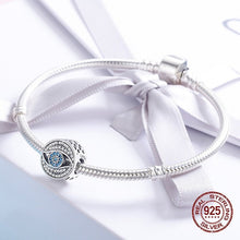 Load image into Gallery viewer, Light Blue and White Stone Evil Eye Silver Charm Bead - Charm Bead
