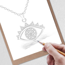 Load image into Gallery viewer, Light Blue and White Stone Evil Eye Silver Pendant and Necklace - NecklaceOnly Pendant