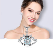 Load image into Gallery viewer, Light Blue and White Stone Evil Eye Silver Pendant and Necklace - NecklaceOnly Pendant