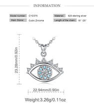 Load image into Gallery viewer, Light Blue and White Stone Evil Eye Silver Pendant and Necklace - NecklaceOnly Pendant