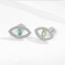 Load image into Gallery viewer, Light Blue and White Stone Eye Shaped Evil Eye Earrings - Earrings