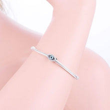 Load image into Gallery viewer, Light Blue and White Stone Eye Shaped Evil Eye Silver Charm Bead - Charm Bead