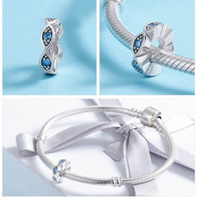 Load image into Gallery viewer, Light Blue Stone Eye Evil Silver Charm Bead - Charm Bead
