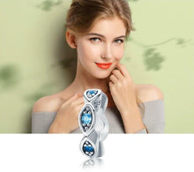Load image into Gallery viewer, Light Blue Stone Eye Evil Silver Charm Bead - Charm Bead