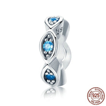 Load image into Gallery viewer, Light Blue Stone Eye Evil Silver Charm Bead - Charm Bead
