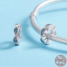 Load image into Gallery viewer, Light Blue Stone Eye Evil Silver Charm Bead - Charm Bead