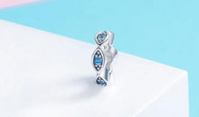 Load image into Gallery viewer, Light Blue Stone Eye Evil Silver Charm Bead - Charm Bead