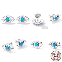 Load image into Gallery viewer, Light Blue Stone Eye Shaped Evil Eye Earrings - Earrings