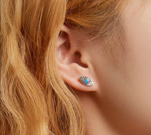 Load image into Gallery viewer, Light Blue Stone Eye Shaped Evil Eye Earrings - Earrings