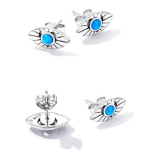 Load image into Gallery viewer, Light Blue Stone Eye Shaped Evil Eye Earrings - Earrings