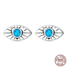 Load image into Gallery viewer, Light Blue Stone Eye Shaped Evil Eye Earrings - Earrings