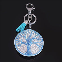 Load image into Gallery viewer, Light Blue Stone Studded Tree of Life Keychain - Keychain