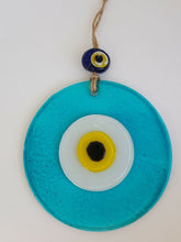 Load image into Gallery viewer, Light Blue / Turquoise Evil Eye Wall Hangings - Wall HangingTurquoise with Yellow Eye