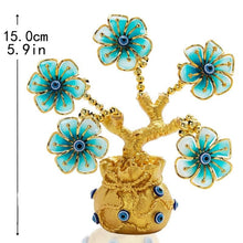 Load image into Gallery viewer, Light Green Flowers with Evil Eye in Feng Shui Money Bag Desktop Ornament - Ornament
