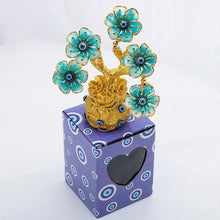 Load image into Gallery viewer, Light Green Flowers with Evil Eye in Feng Shui Money Bag Desktop Ornament - Ornament