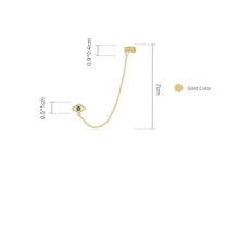 Load image into Gallery viewer, Long Chain Ear Cuff Gold Colored Evil Eye Silver Earring - 1 pc - Earrings