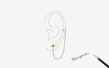 Load image into Gallery viewer, Long Chain Ear Cuff Gold Colored Evil Eye Silver Earring - 1 pc - Earrings