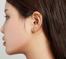 Load image into Gallery viewer, Long Chain Ear Cuff Gold Colored Evil Eye Silver Earring - 1 pc - Earrings