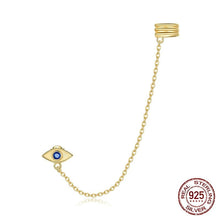 Load image into Gallery viewer, Long Chain Ear Cuff Gold Colored Evil Eye Silver Earring - 1 pc - Earrings